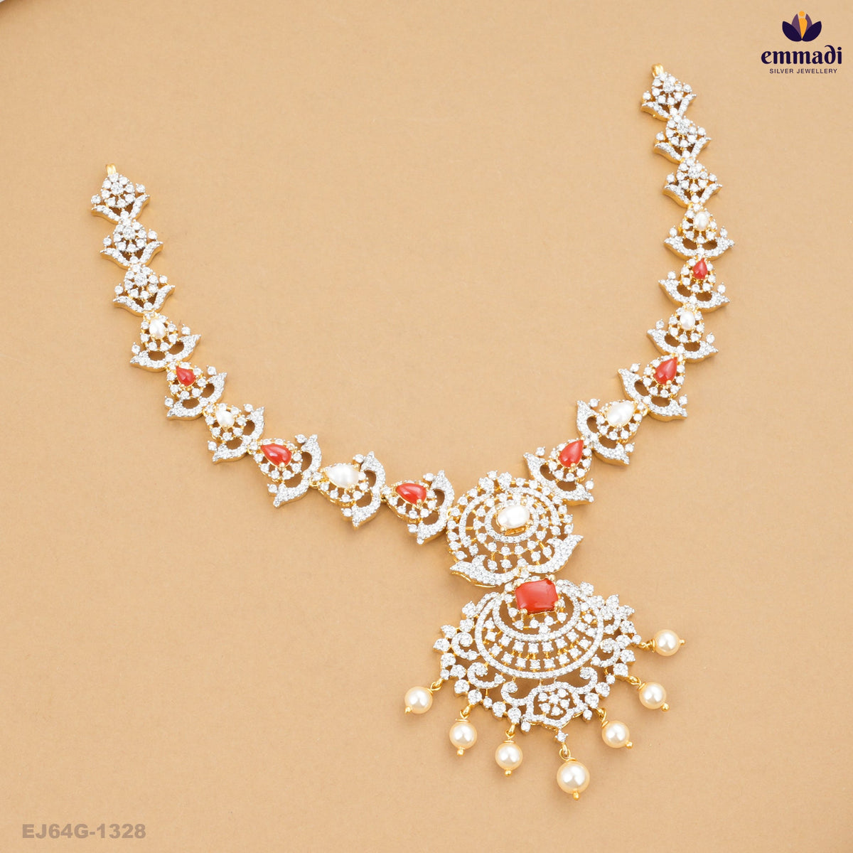 ARPITHA Radiant Orange Premium CZ Necklace