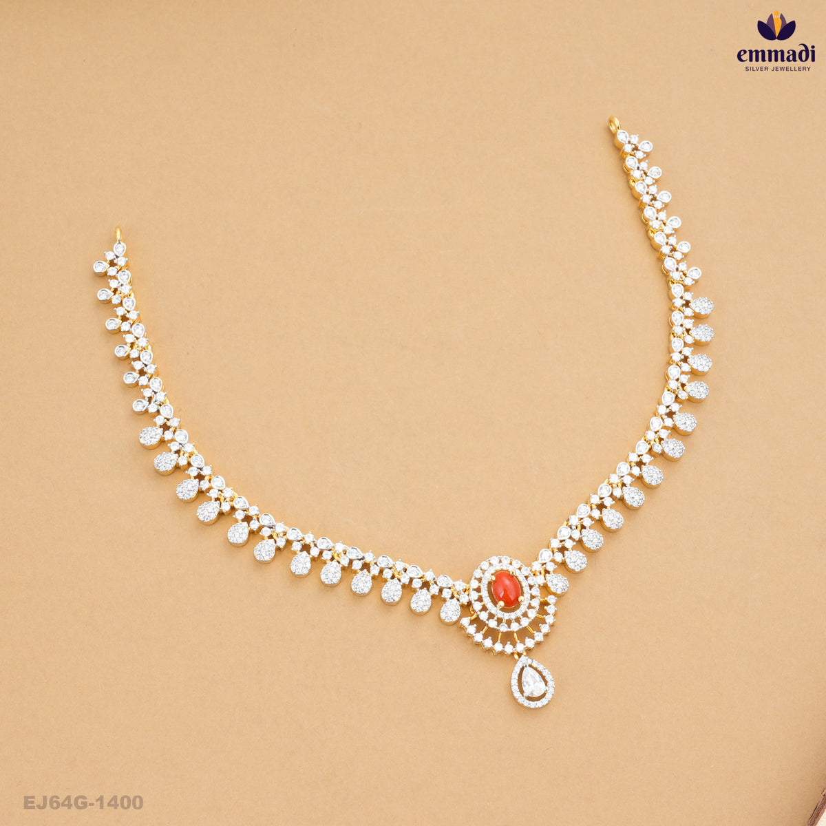 AYUSHMATEA Stunning Orange Premium CZ Necklace