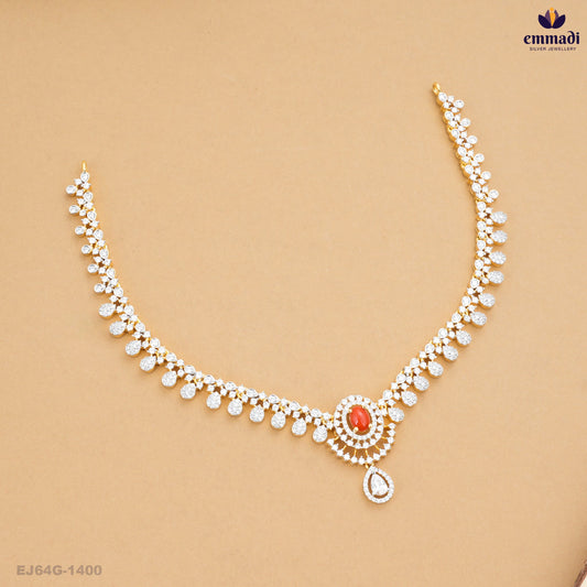 AYUSHMATEA Stunning Orange Premium CZ Necklace
