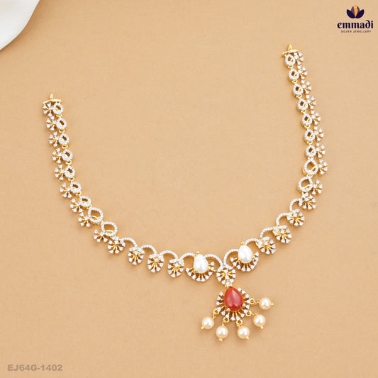 AYUSHMATI Premium Orange CZ Necklace
