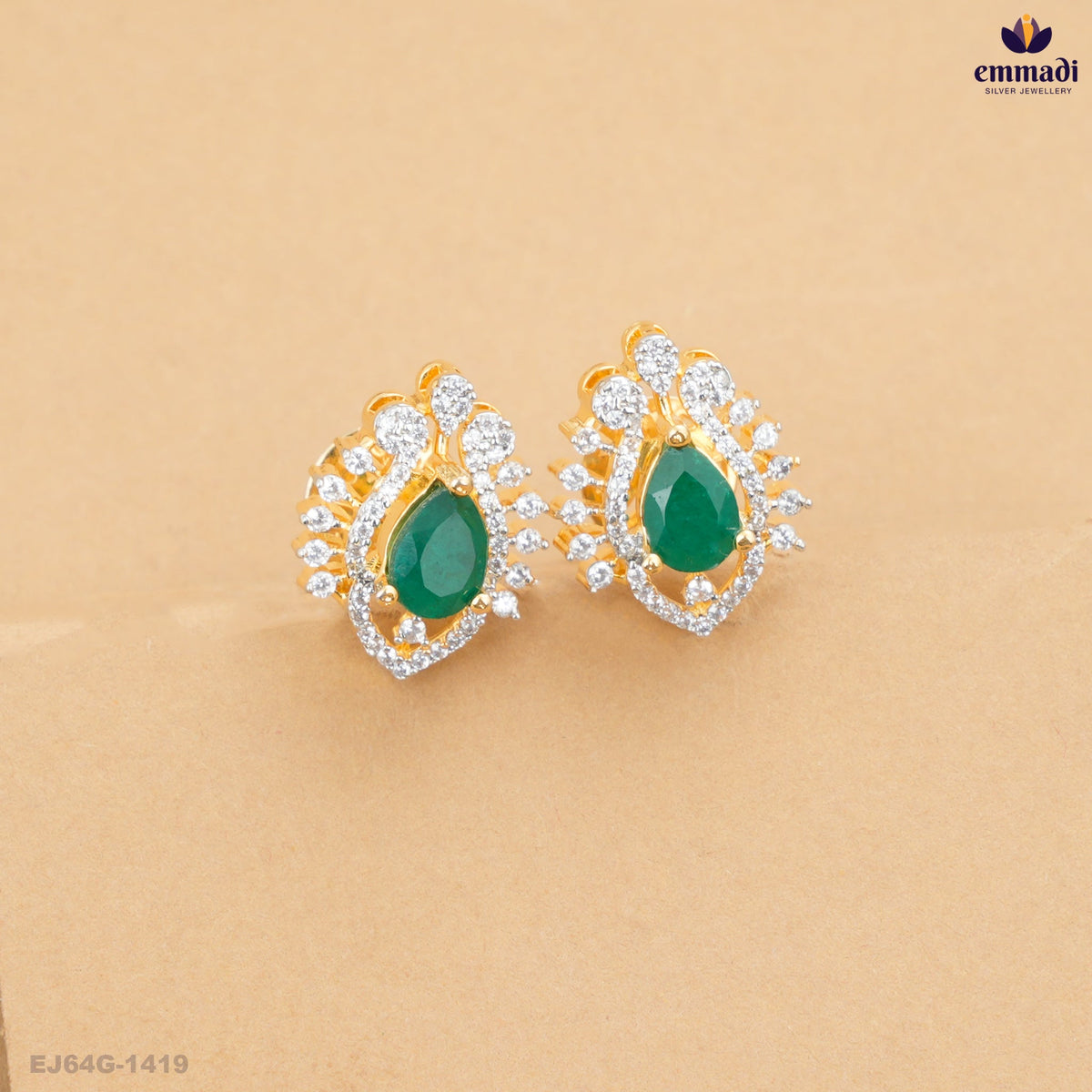 BAHWANI Captivating Green Premium CZ Studs