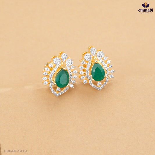 BAHWANI Captivating Green Premium CZ Studs