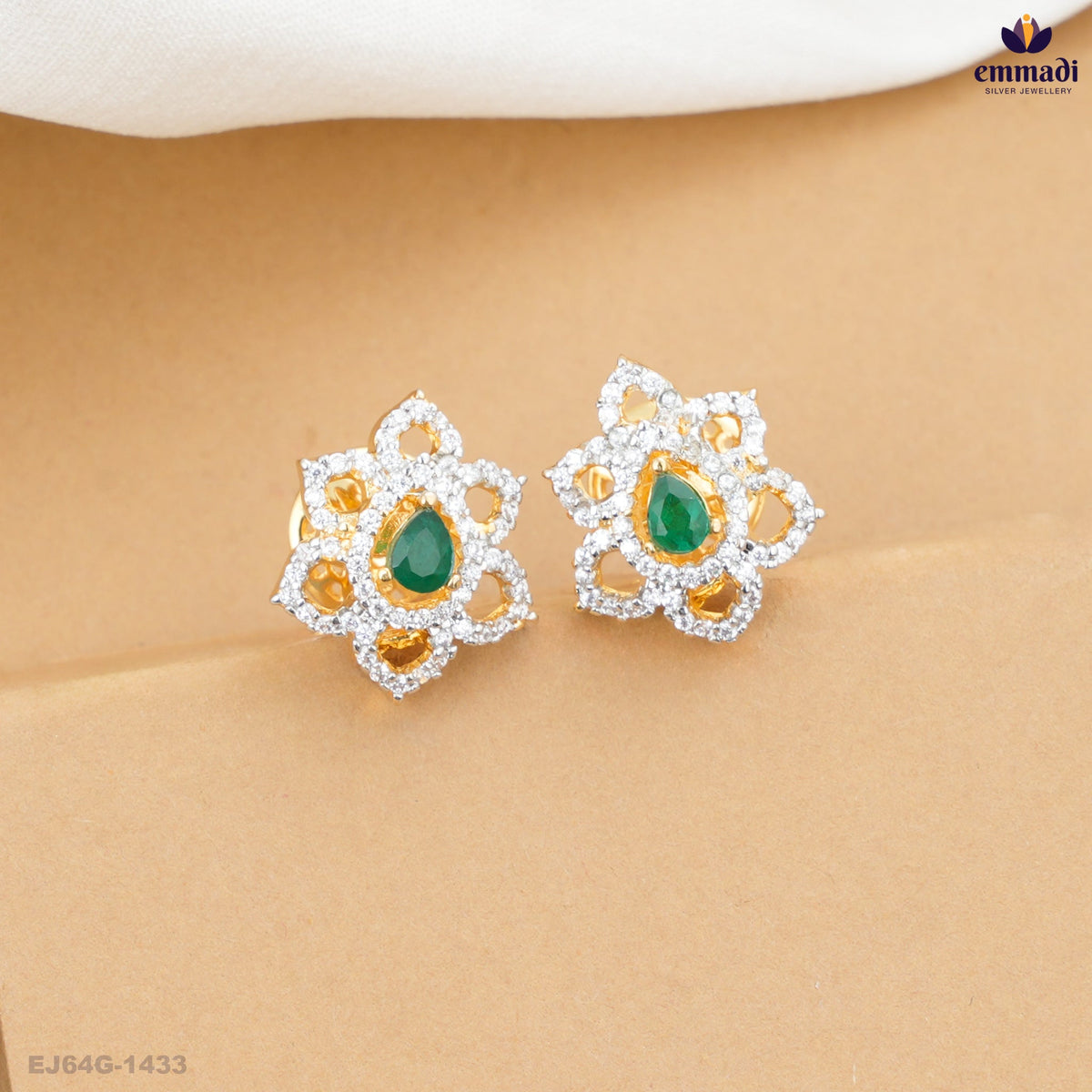 BALAMEERA Exquisite Green CZ Studs Collection