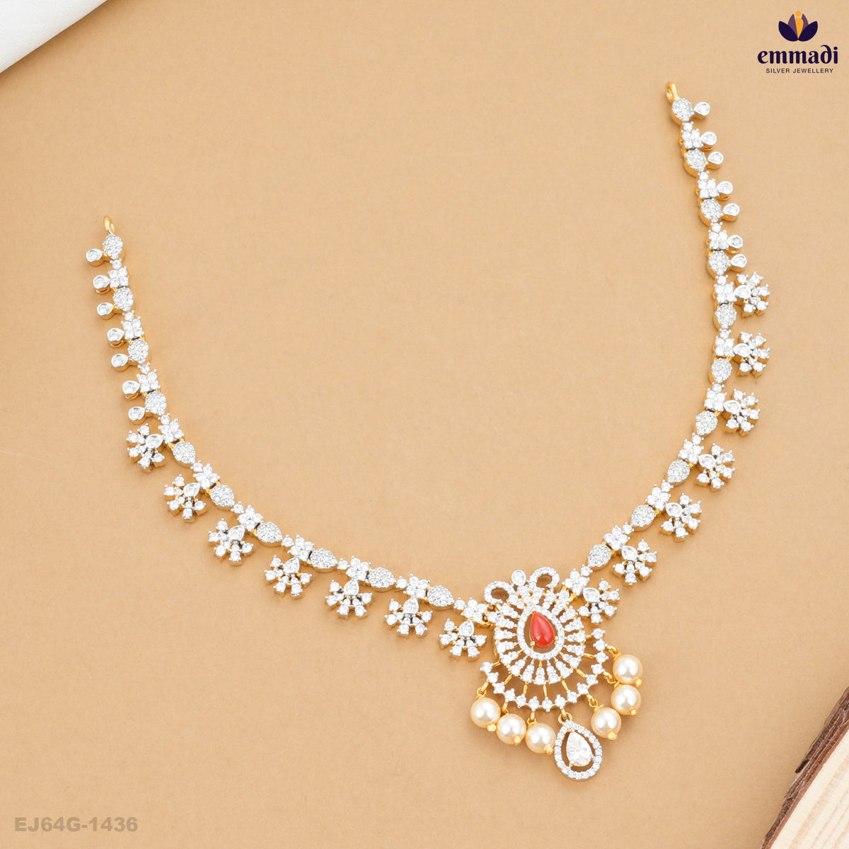BALAVATHANI Exquisite Red CZ Necklace