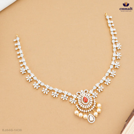 BALAVATHANI Exquisite Red CZ Necklace