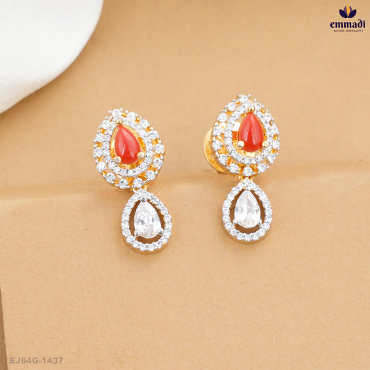 Ballari Silver Jewellery Premium CZ Red Hangings