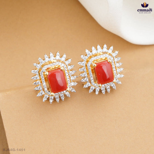 BANUPRIYA Premium CZ Red Studs Collection