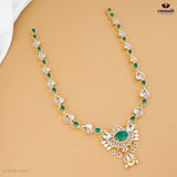 BARATEAH Long Necklace: Premium CZ Green