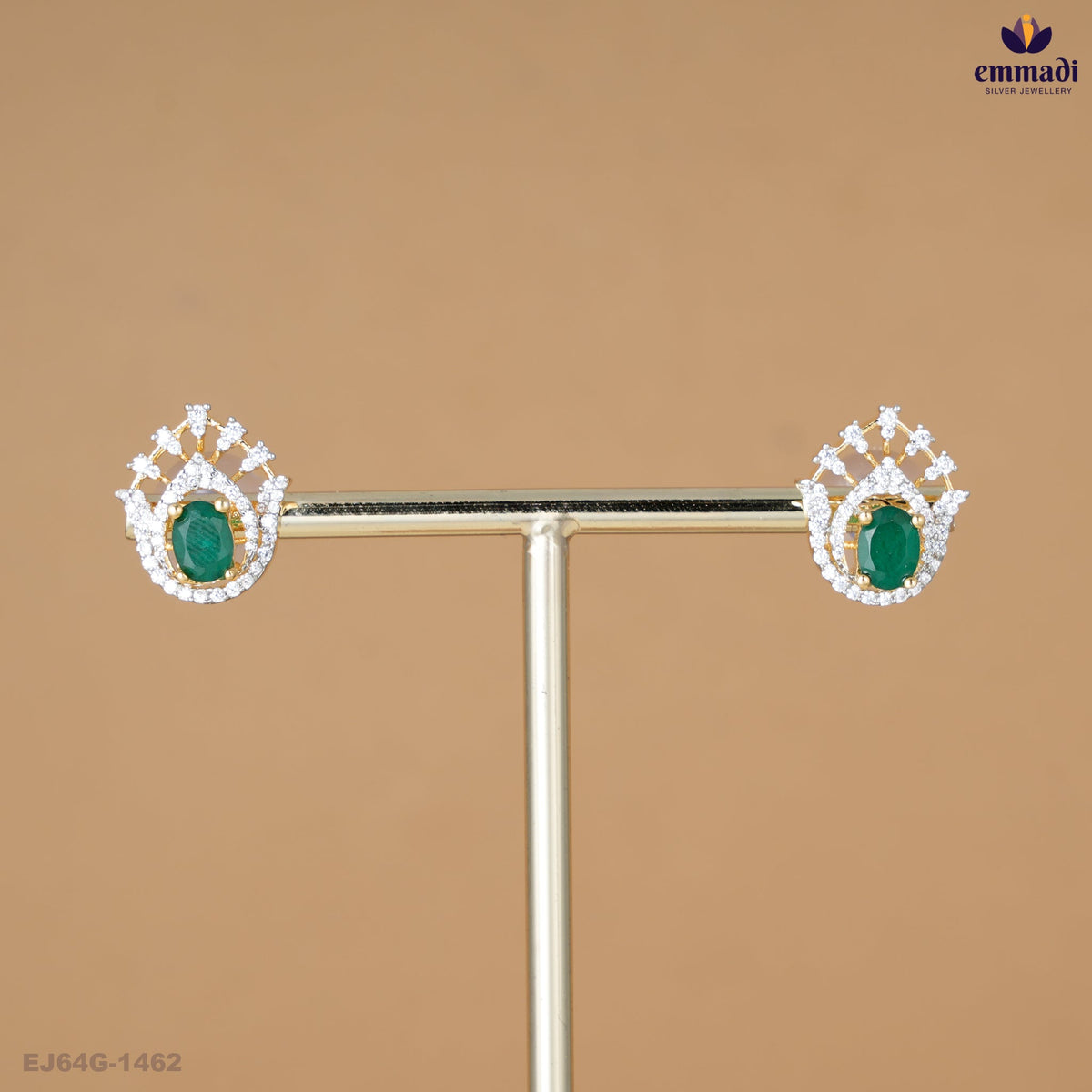 BASANTI Exquisite Green Premium CZ Studs