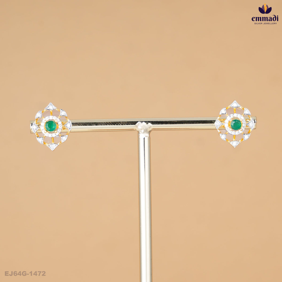 BHAARATI Exquisite Green CZ Studs