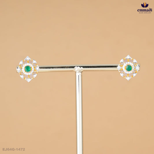 BHAARATI Exquisite Green CZ Studs
