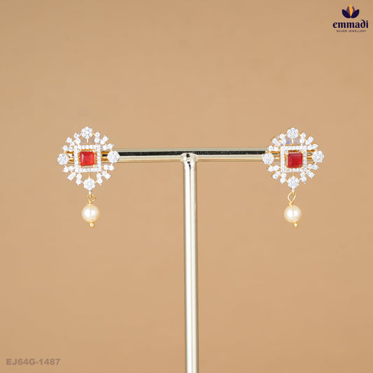 BHANUPRIYA Premium CZ Red Studs