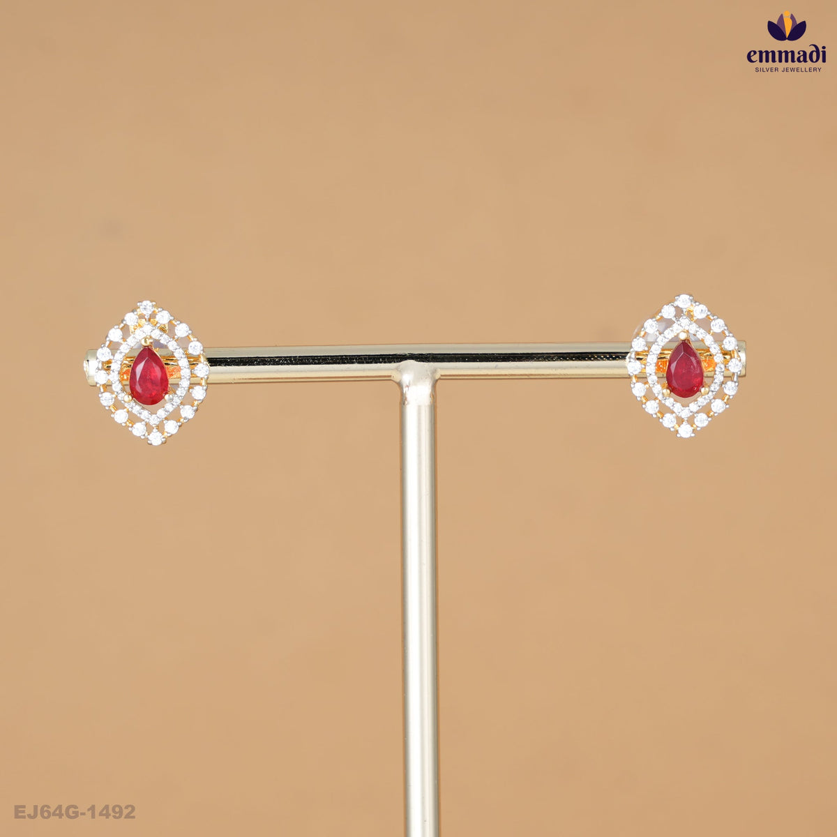 BHARATI Stunning Red Premium CZ Studs