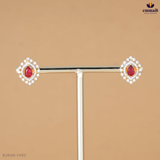 BHARATI Stunning Red Premium CZ Studs