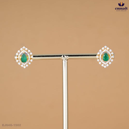 BHOOMI Elegant Green CZ Studs