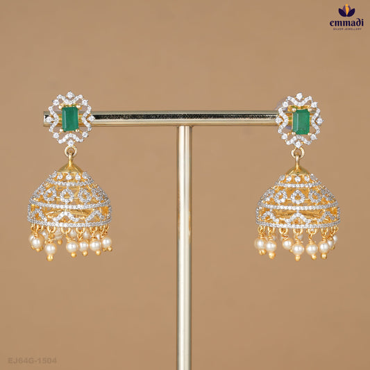 BHUDEVI Elegant Premium CZ Green Buttalu