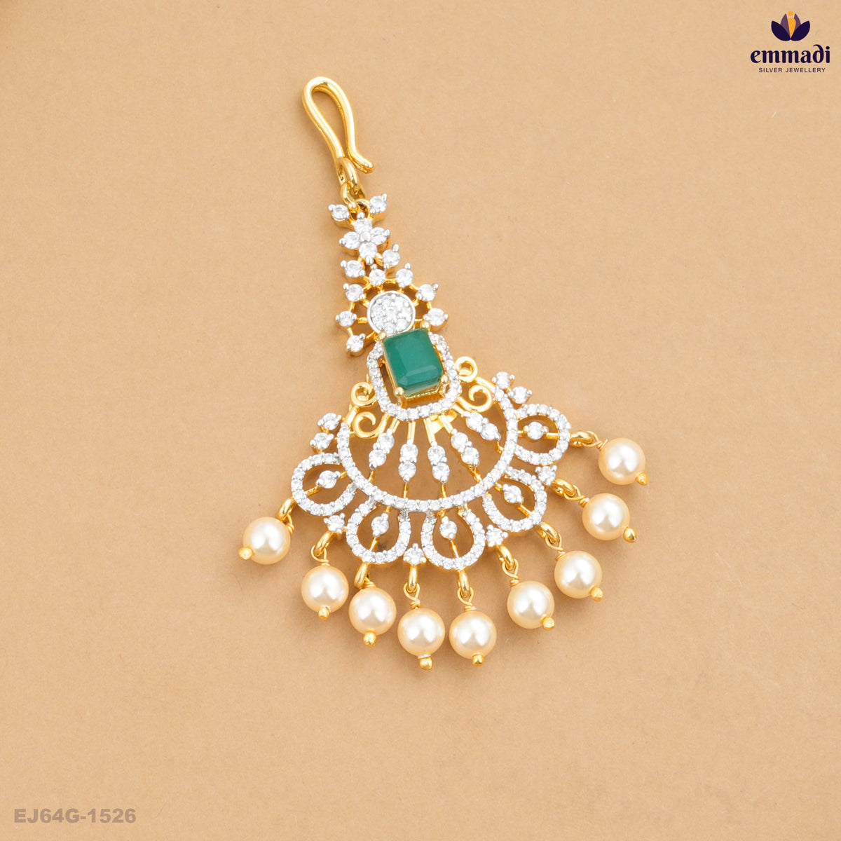 CAUVERY Elegant Green Papidi Billa Silver Jewellery