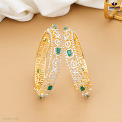 Chairavali Bangles Premium CZ Green Elegance