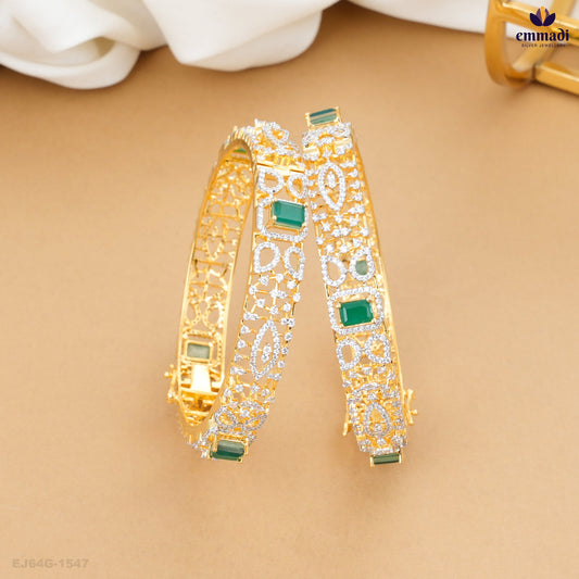 CHAITHRA Premium Green CZ Bangles
