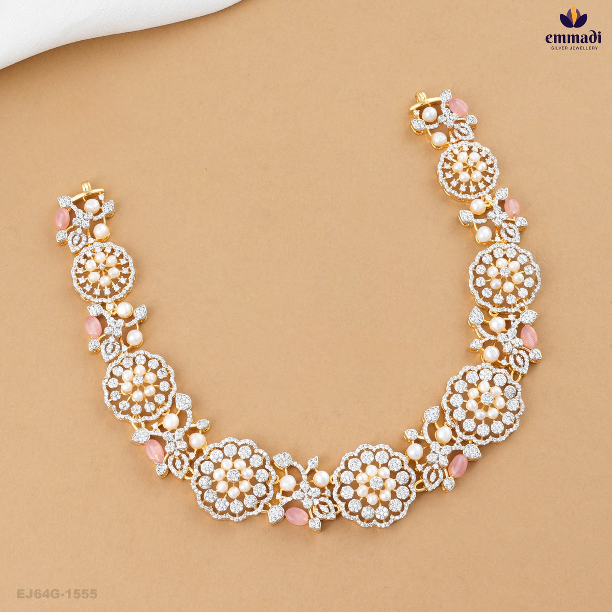 Champakali Radiant Pink Gemstone Necklace