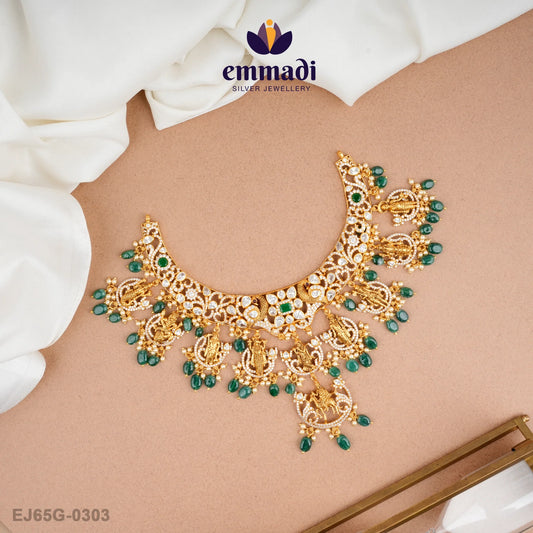 Bhagyalakshmi Cz Nakshi Green Necklace