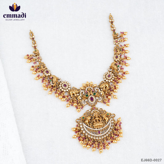 SATYAVATI Elegant Multi-Color CZ Nakshi Necklace