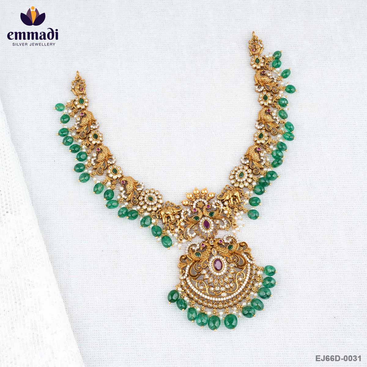 SHRISTI Elegant Multi-Color CZ Nakshi Necklace