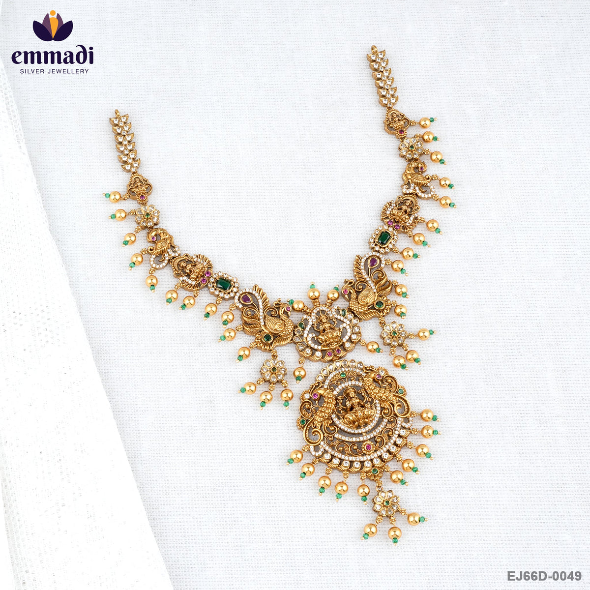 HIMALI Exquisite Multi-Color CZ Nakshi Necklace