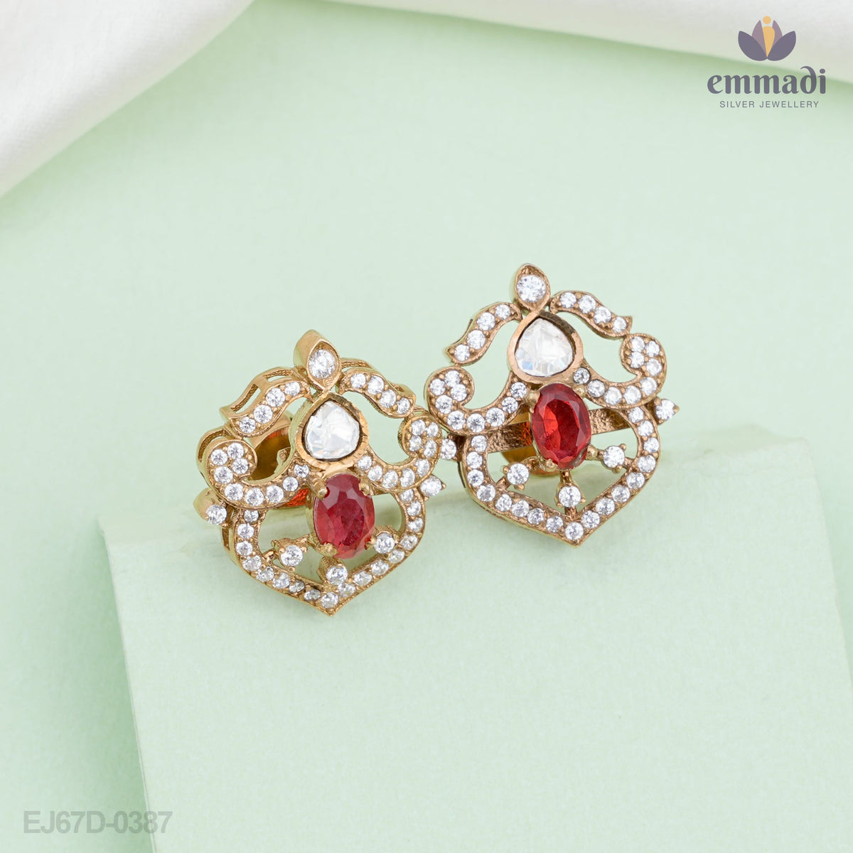 Naina's Exquisite Red Victorian Studs