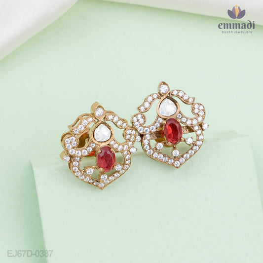Naina's Exquisite Red Victorian Studs