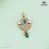 Exquisite Victorian Green Pendant and Studs Set - Durga & Keerthi Collection