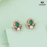 Exquisite Victorian Green Pendant and Studs Set - Durga & Keerthi Collection