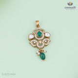 Divya & Jayanthi Stunning Victorian Green Pendant and Stud Jewelry Set