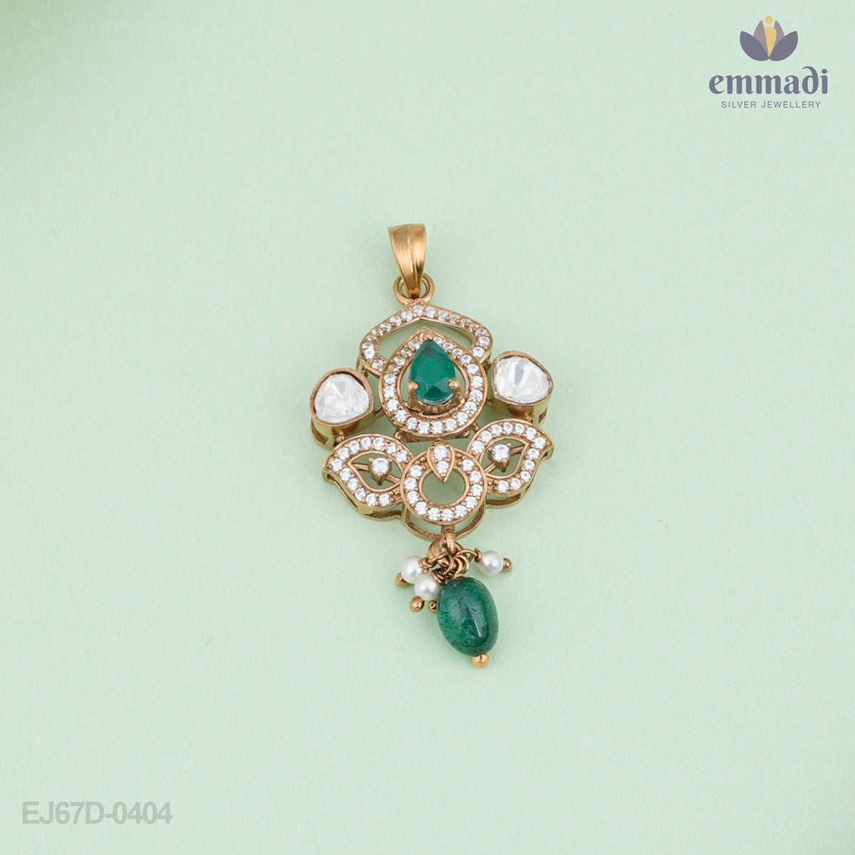 Divya - D Victorian Green Pendant Jewelry