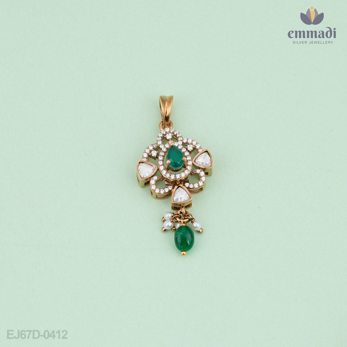 Tharini Elegant Victorian Pendant and Harini Hanging Earrings