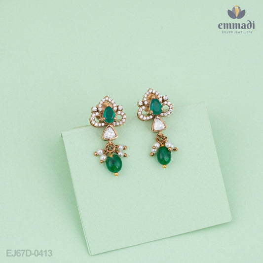 Harini Victorian Green Hanging Earrings