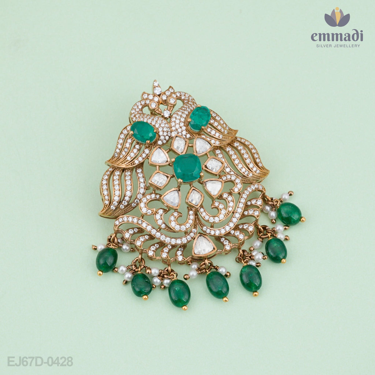 Dhanvika Victorian Green Pendant Jewelry