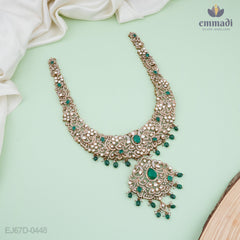 Jyothi Sparkling Green Victorian Long Necklace