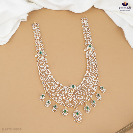 AADRIKA Long Necklace Premium CZ Green