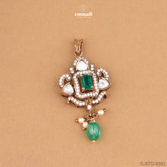 Victorian Green Jewelry Pendant and Studs Collection