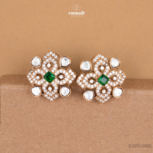 Gulnaj Elegant Victorian Green Studs
