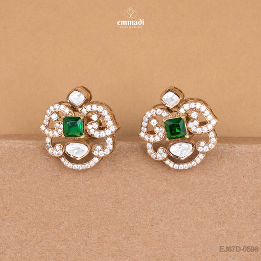 Gulfasha Victorian Green Silver Studs