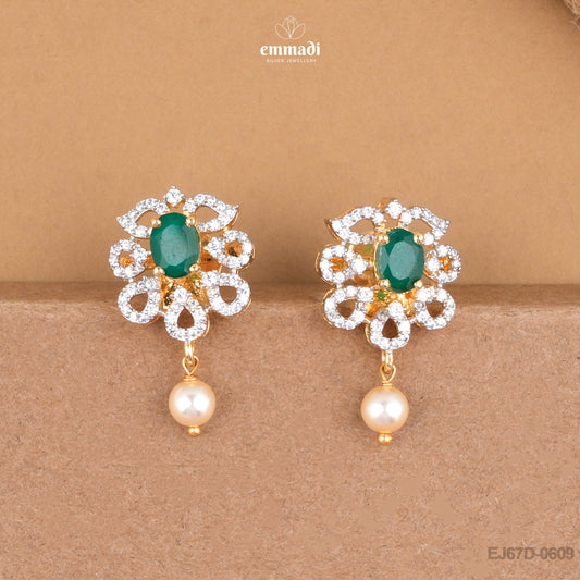 Gopi’s Premium Green CZ Pendant and Goldy Premium CZ Green Studs Collection