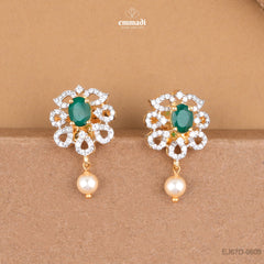 Goldy Premium CZ Green Studs