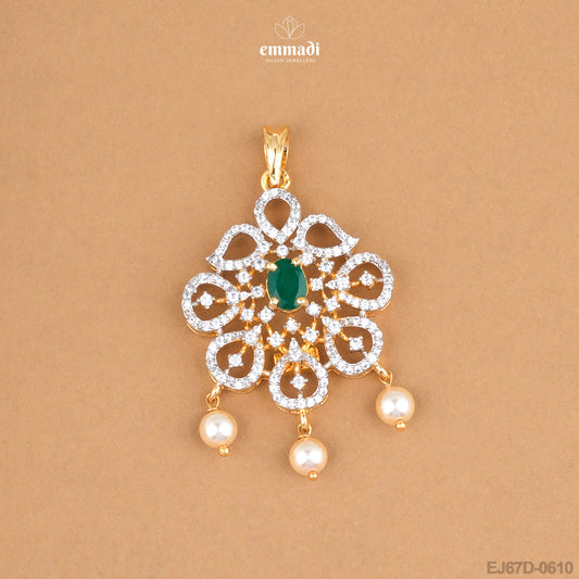 Girishchandra Premium CZ Pendant and Gila Premium CZ Studs Jewelry Set