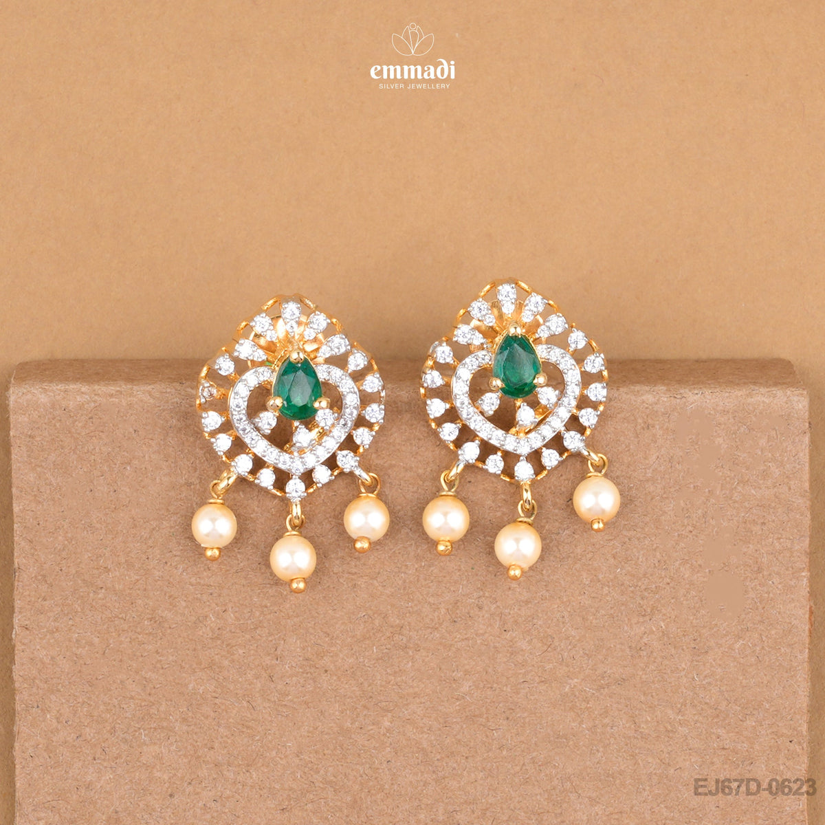 Fozia Elegant Green CZ Studs