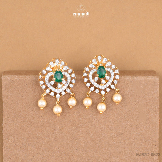 Fozia Elegant Green CZ Studs