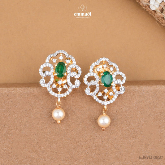 Firida Elegant Green CZ Silver Studs