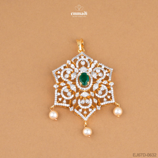 Farjana & Farina Premium CZ Green Pendant and Studs Jewelry Collection