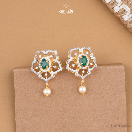 Farjana & Farina Premium CZ Green Pendant and Studs Jewelry Collection